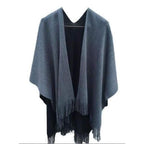 Einfarbiger Wollponcho für Damen