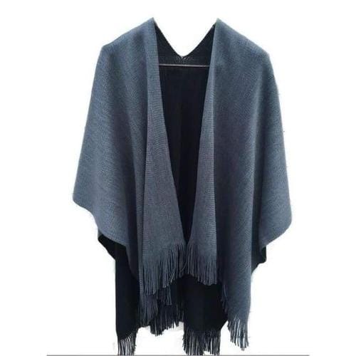 Einfarbiger Wollponcho für Damen