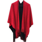 Einfarbiger Wollponcho für Damen