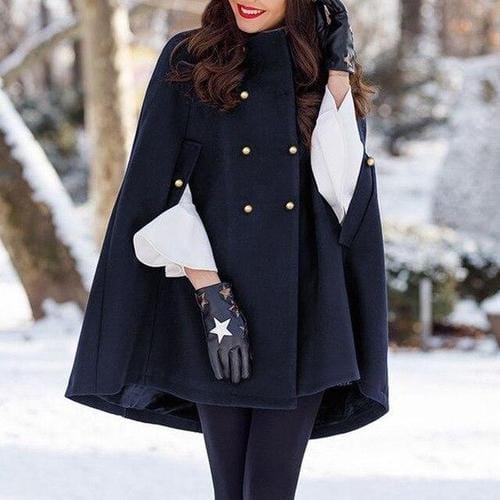 Poncho-Jacke für Damen mit Knöpfen