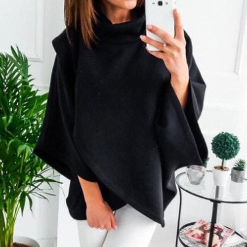 Karierter Damen-Poncho mit Stehkragen