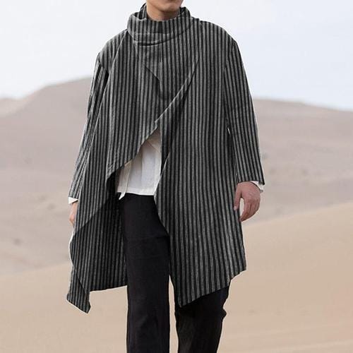 Maritimer Herrenponcho mit feinen Streifen