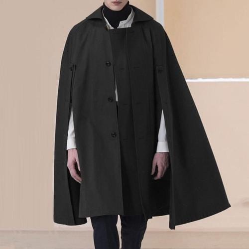 Langer Herrenponcho mit Knöpfen
