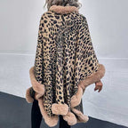 Poncho mit Pelzkragen