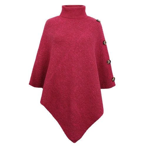 Poncho mit Rollkragen und Knöpfen