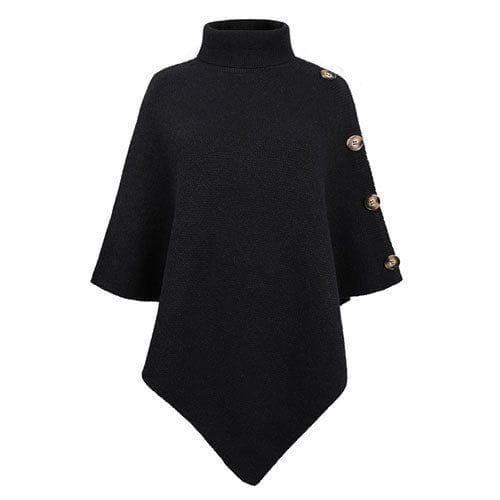 Poncho mit Rollkragen und Knöpfen