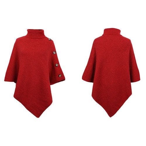 Poncho mit Rollkragen und Knöpfen