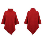 Poncho mit Rollkragen und Knöpfen