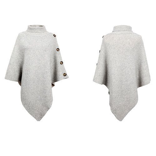Poncho mit Rollkragen und Knöpfen
