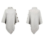 Poncho mit Rollkragen und Knöpfen