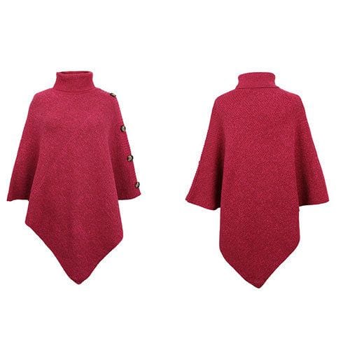 Poncho mit Rollkragen und Knöpfen