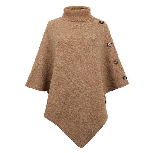 Poncho mit Rollkragen und Knöpfen