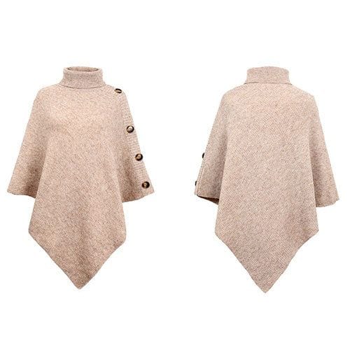 Poncho mit Rollkragen und Knöpfen