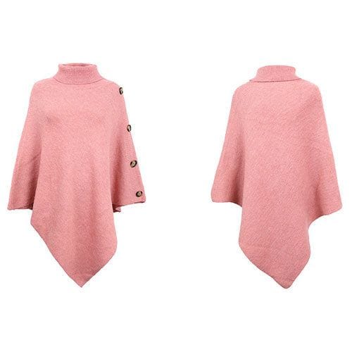 Poncho mit Rollkragen und Knöpfen