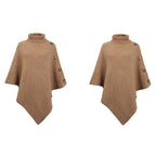 Poncho mit Rollkragen und Knöpfen