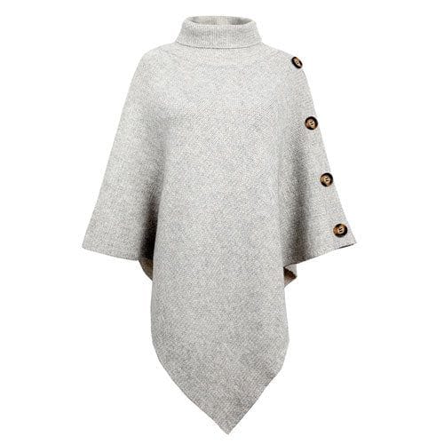 Poncho mit Rollkragen und Knöpfen