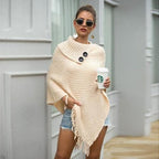Poncho mit Knopfkragen