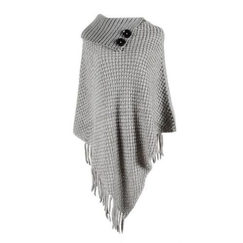 Poncho mit Knopfkragen