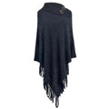 Poncho mit Knopfkragen