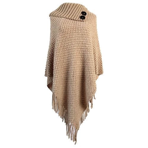 Poncho mit Knopfkragen