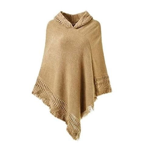 Winter-Damenponcho mit Kapuze