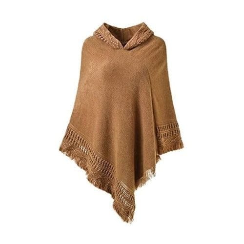 Winter-Damenponcho mit Kapuze
