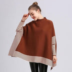 Gestreifter Damen-Poncho aus Kaschmir