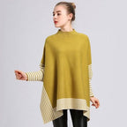 Gestreifter Damen-Poncho aus Kaschmir