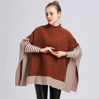 Gestreifter Damen-Poncho aus Kaschmir
