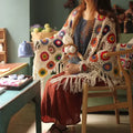 Retro Häkelponcho Granny Squares Bunt