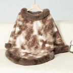 Marmorierter Pullover-Poncho mit Fell