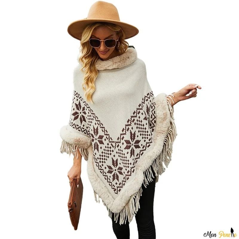 Pullover-Poncho mit Rollkragen
