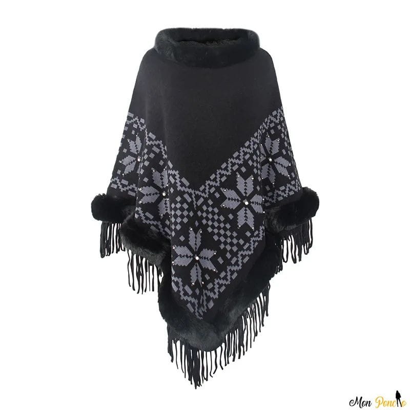 Pullover-Poncho mit Rollkragen