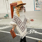 Pullover-Poncho mit Rollkragen