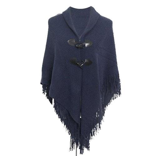 Pullover-Poncho mit Fransen
