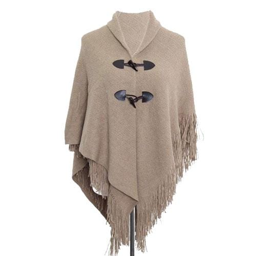 Pullover-Poncho mit Fransen