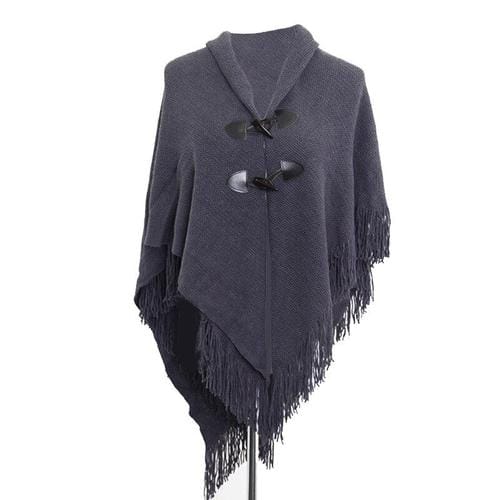 Pullover-Poncho mit Fransen