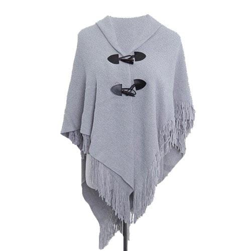 Pullover-Poncho mit Fransen