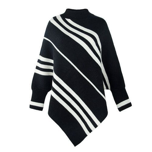 Pullover-Poncho mit langen Ärmeln