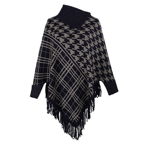 Pullover-Poncho mit Stehkragen