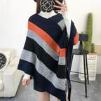 Warmer gestreifter Damen-Poncho