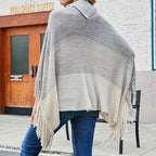 Warmer Poncho mit Knöpfen