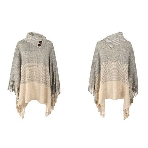 Warmer Poncho mit Knöpfen
