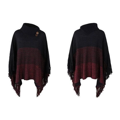 Warmer Poncho mit Knöpfen