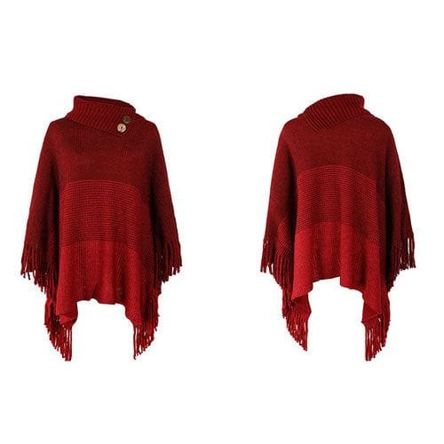 Warmer Poncho mit Knöpfen