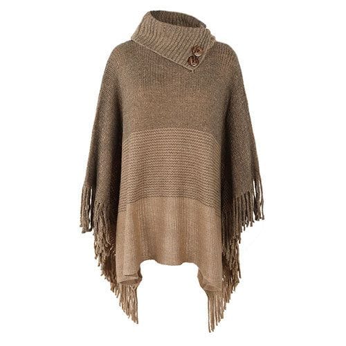 Warmer Poncho mit Knöpfen