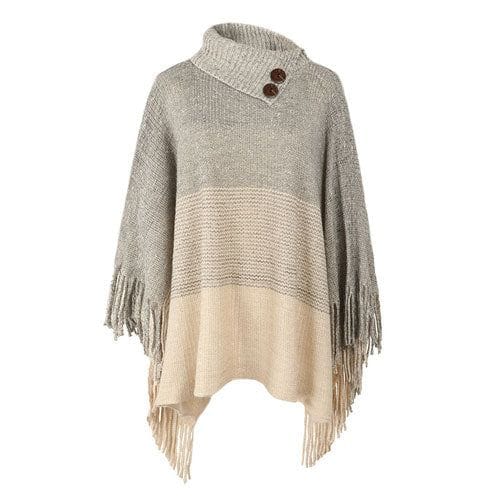 Warmer Poncho mit Knöpfen
