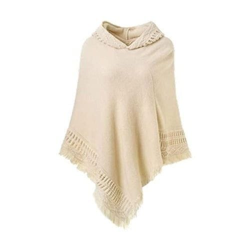 Winter-Damenponcho mit Kapuze