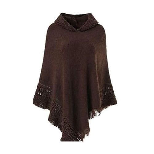 Winter-Damenponcho mit Kapuze