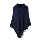 Winter-Damenponcho mit Kapuze